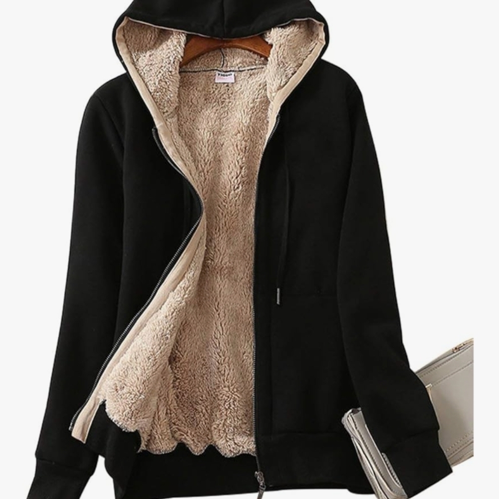 Yeokou Women's Casual Full Zip Up Sherpa Lined Hoodie Sweatshirt Jacket Coat